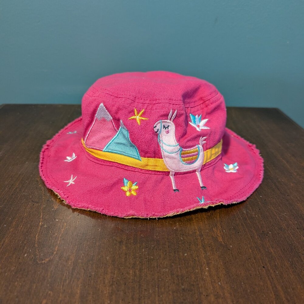 Cotton Stephen Joseph Bucket Hat Girls Pink Flower Llama